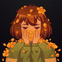 a girl with flowers on her face